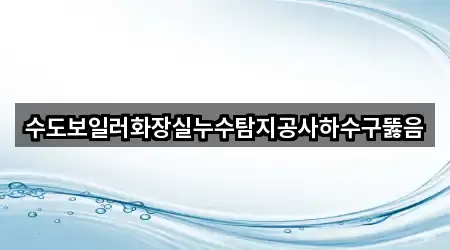 수도보일러화장실누수탐지공사하수구뚫음